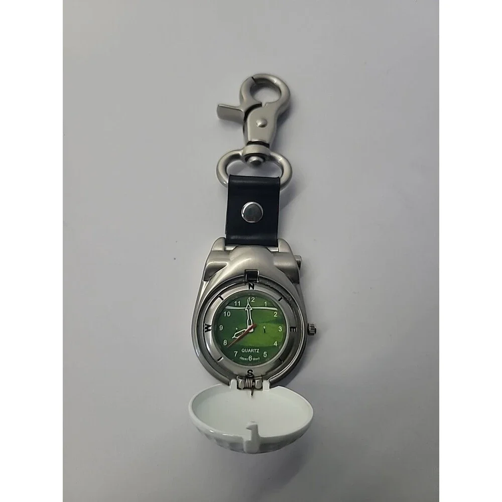 Golf Ball‎ Clip On Watch Quartz Fob Watch Green Dial Club Golfer Gift Japan Movt